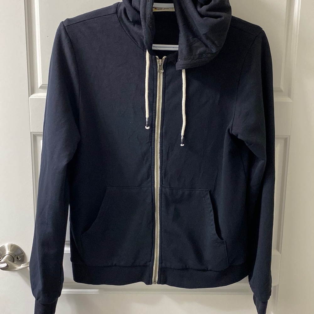 Marine Layer classic zip hoodie black. Size S preppy cotton model casual